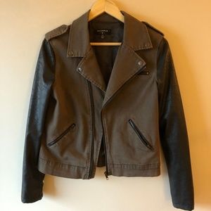 Denim and Leather Motorcycle Jacket